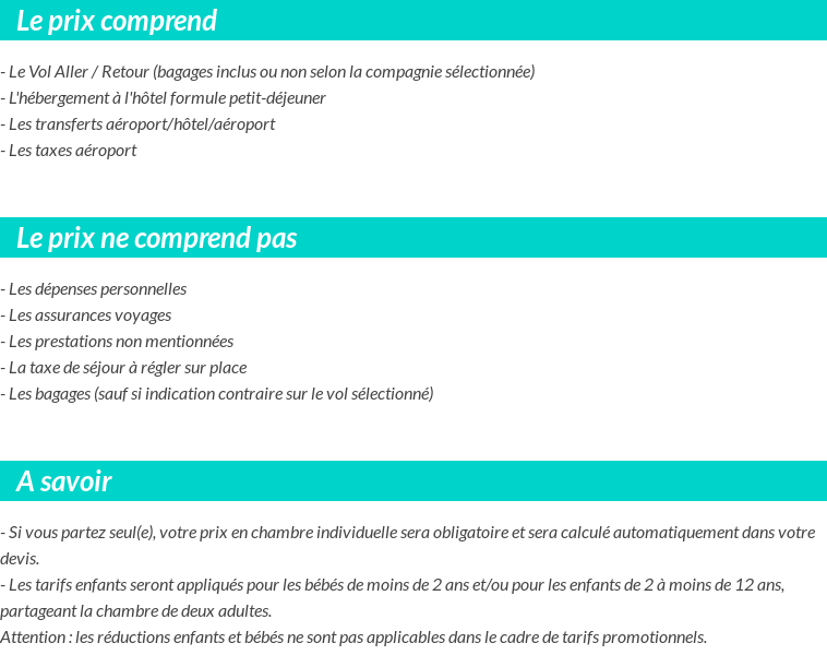 Conditions tarifaires