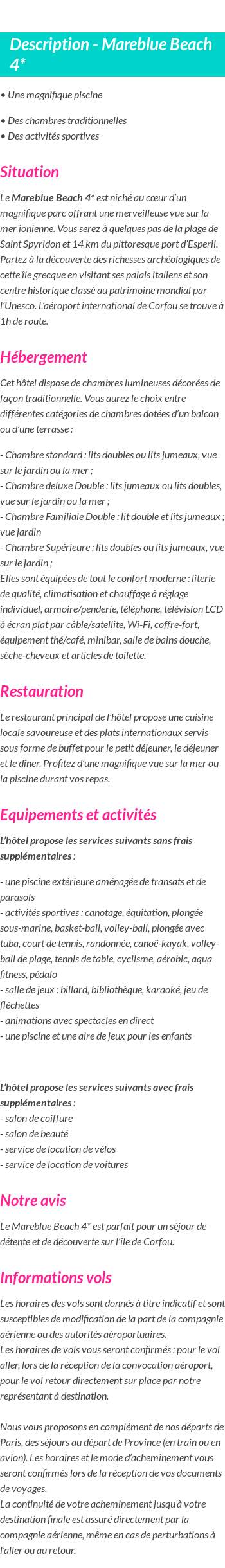 Détails du séjour