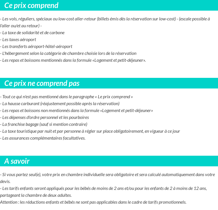 Conditions tarifaires