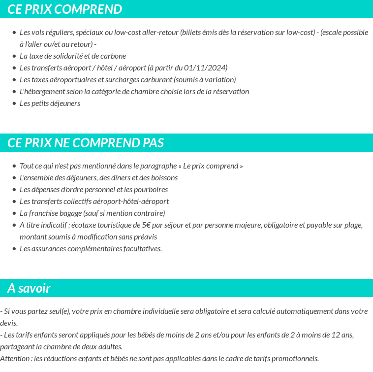 Conditions tarifaires