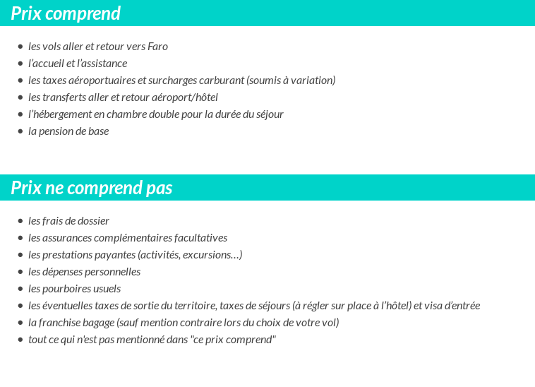 Conditions tarifaires