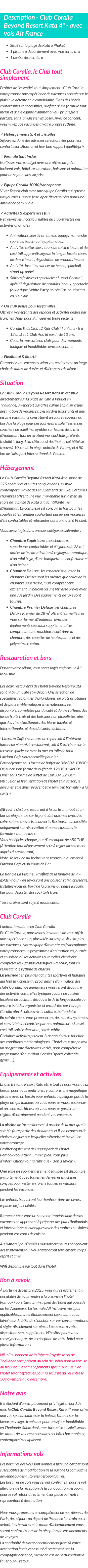 Détails du séjour