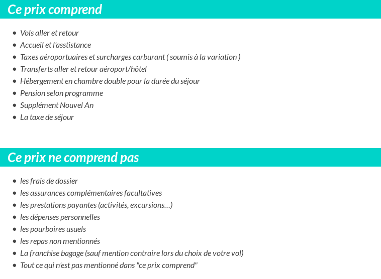 Conditions tarifaires
