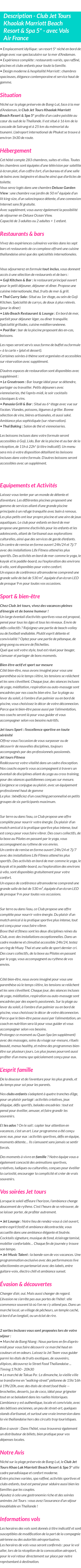 Détails du séjour