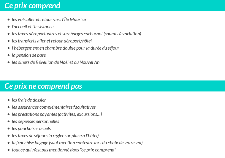 Conditions tarifaires