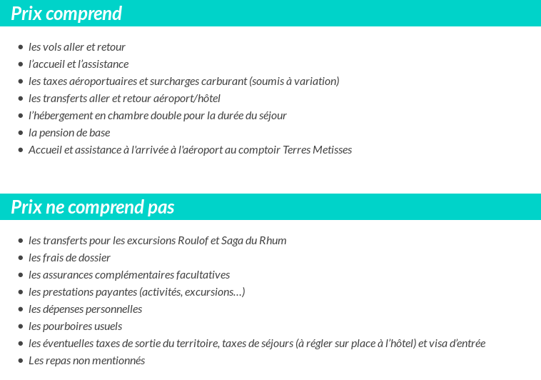 Conditions tarifaires