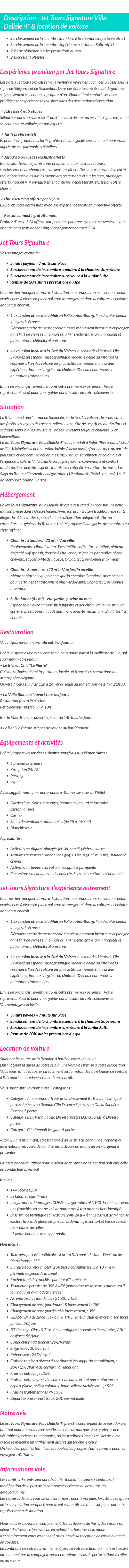 Détails du séjour