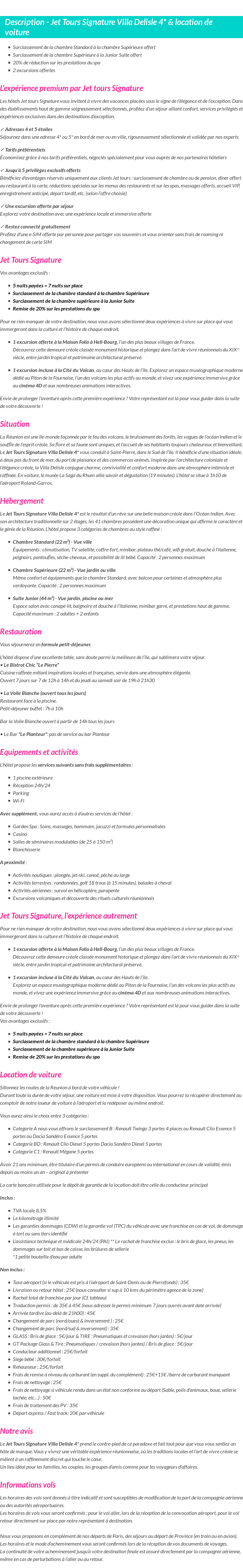 Détails du séjour
