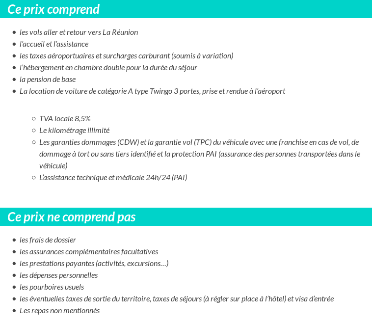 Conditions tarifaires