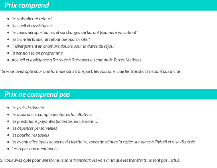 Conditions tarifaires