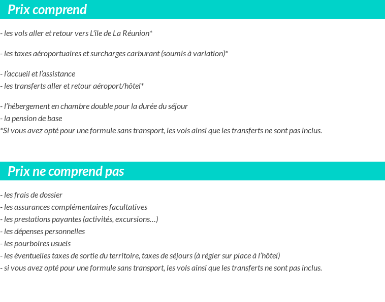 Conditions tarifaires