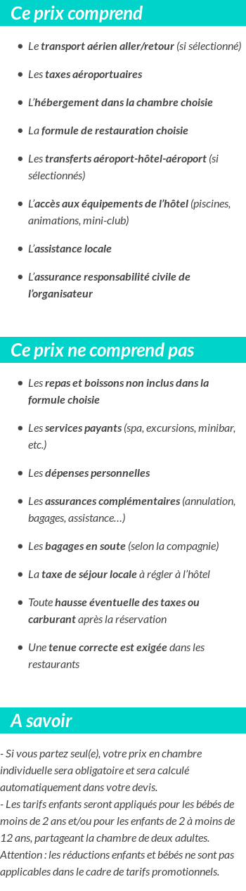 Conditions tarifaires