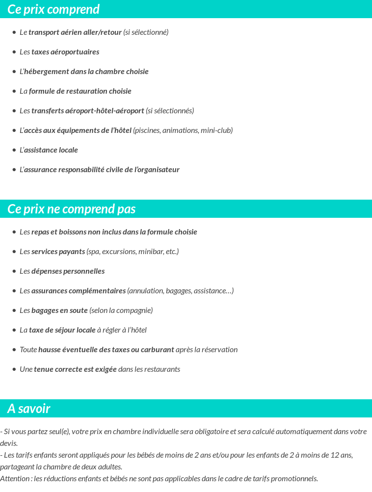 Conditions tarifaires