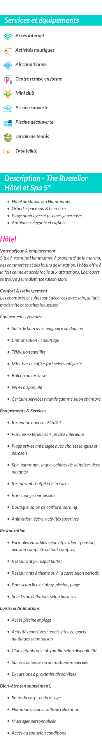 Détails du séjour