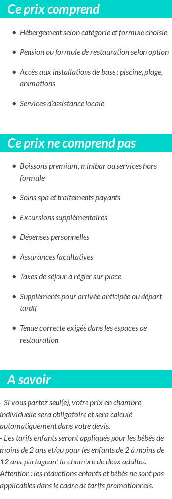 Conditions tarifaires