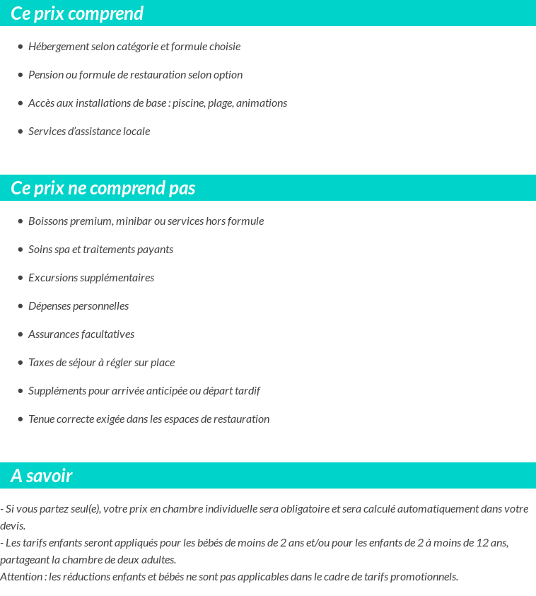Conditions tarifaires