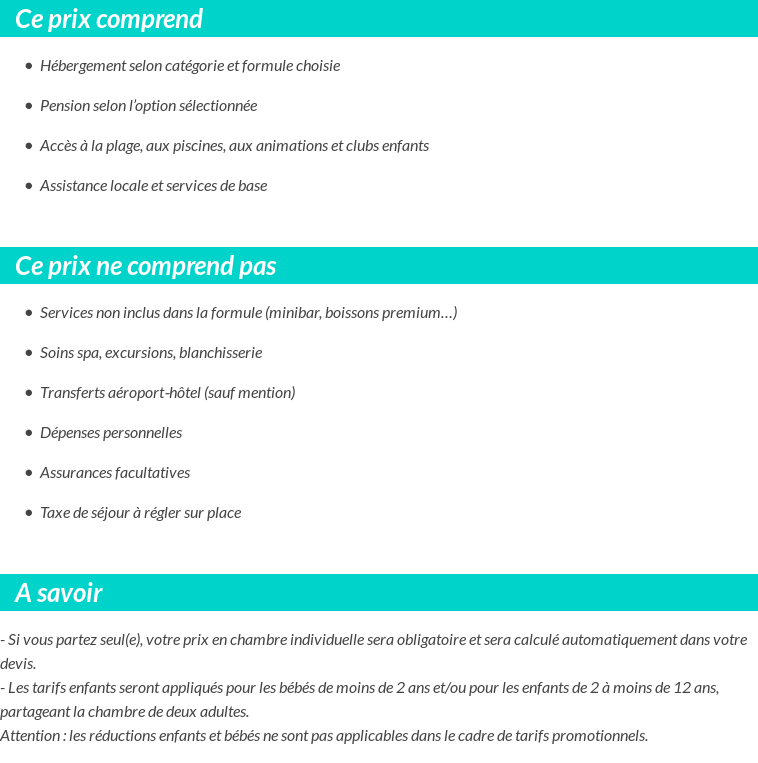 Conditions tarifaires