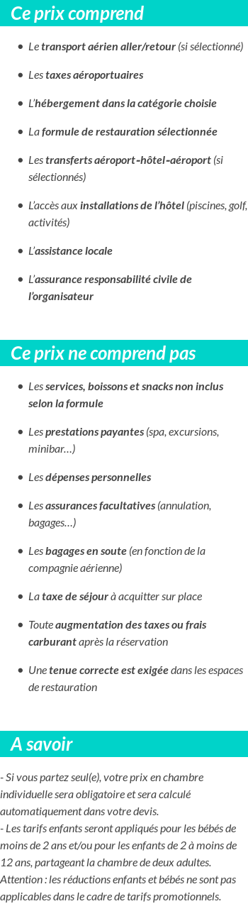 Conditions tarifaires