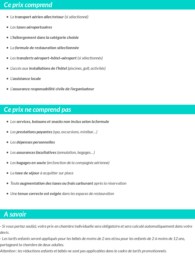 Conditions tarifaires