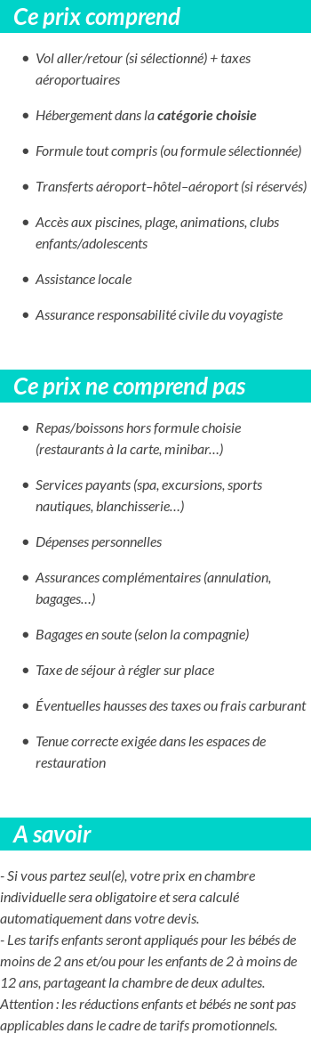 Conditions tarifaires