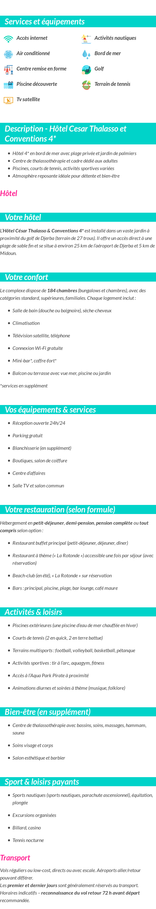 Détails du séjour