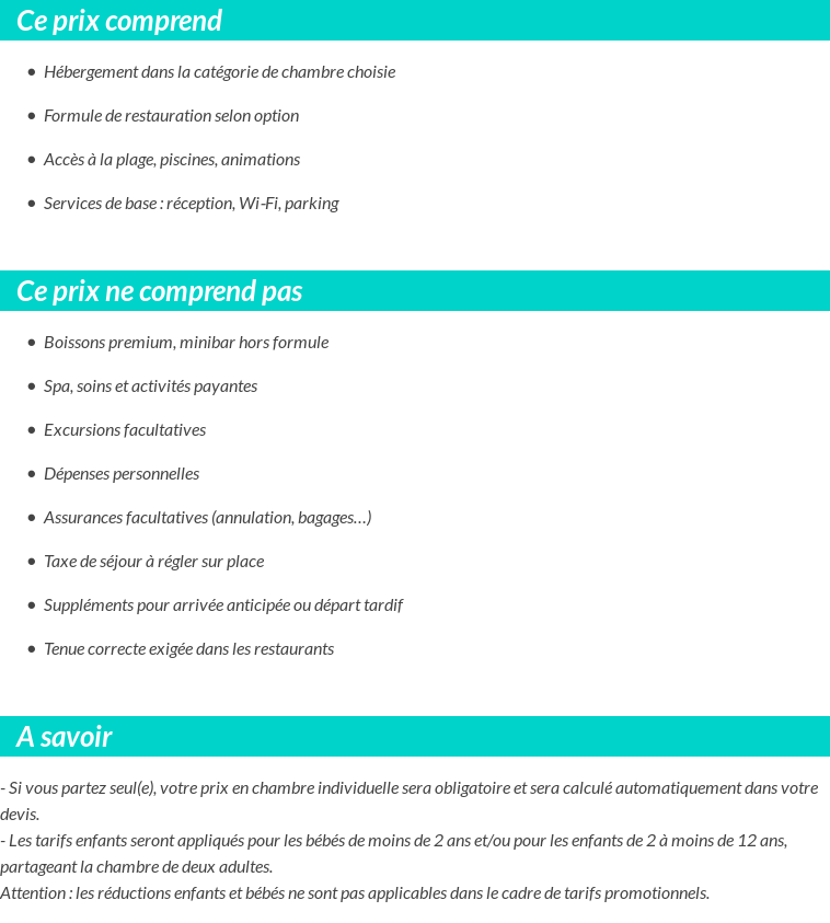Conditions tarifaires