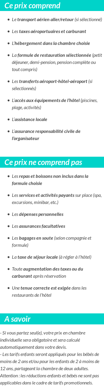 Conditions tarifaires