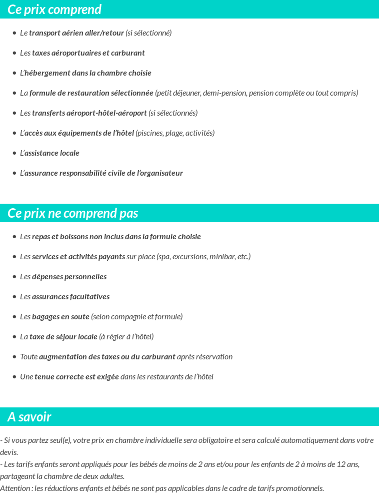 Conditions tarifaires