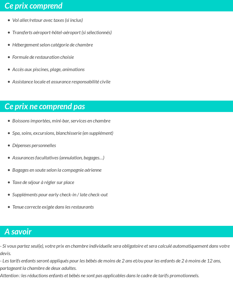 Conditions tarifaires