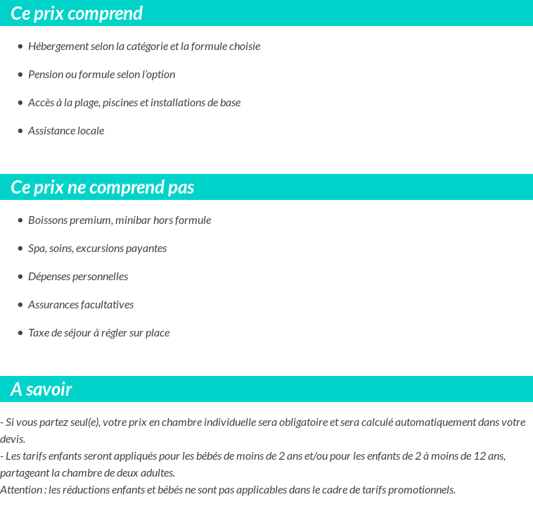 Conditions tarifaires
