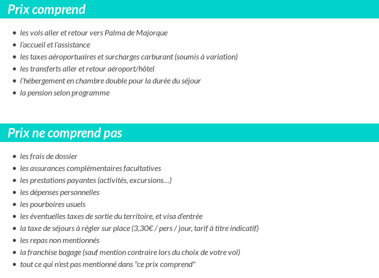 Conditions tarifaires