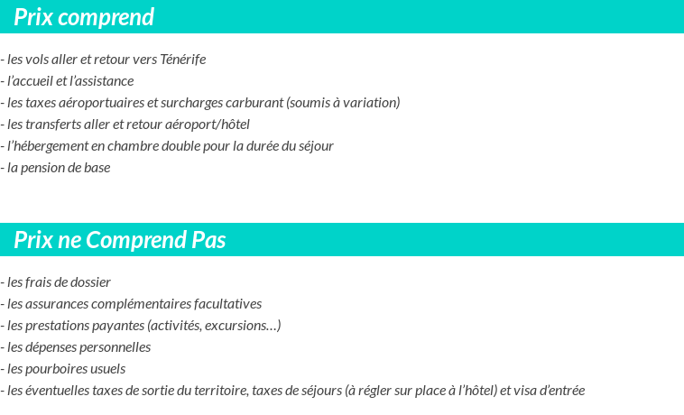 Conditions tarifaires