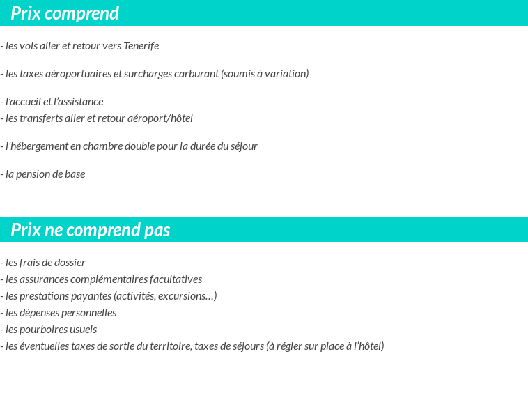 Conditions tarifaires