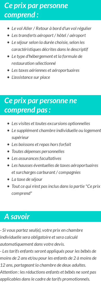 Conditions tarifaires