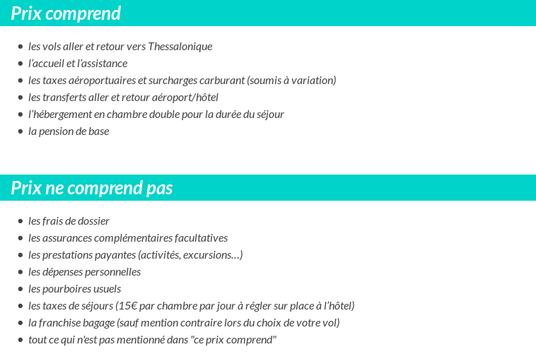 Conditions tarifaires