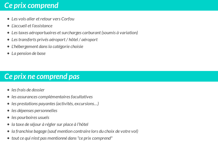 Conditions tarifaires