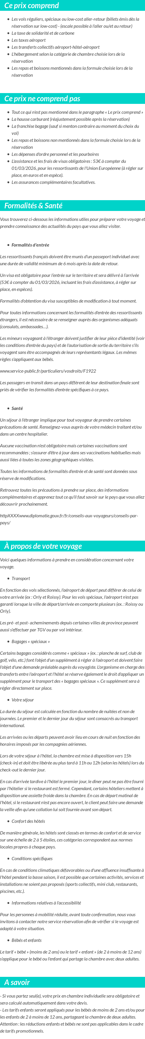 Conditions tarifaires