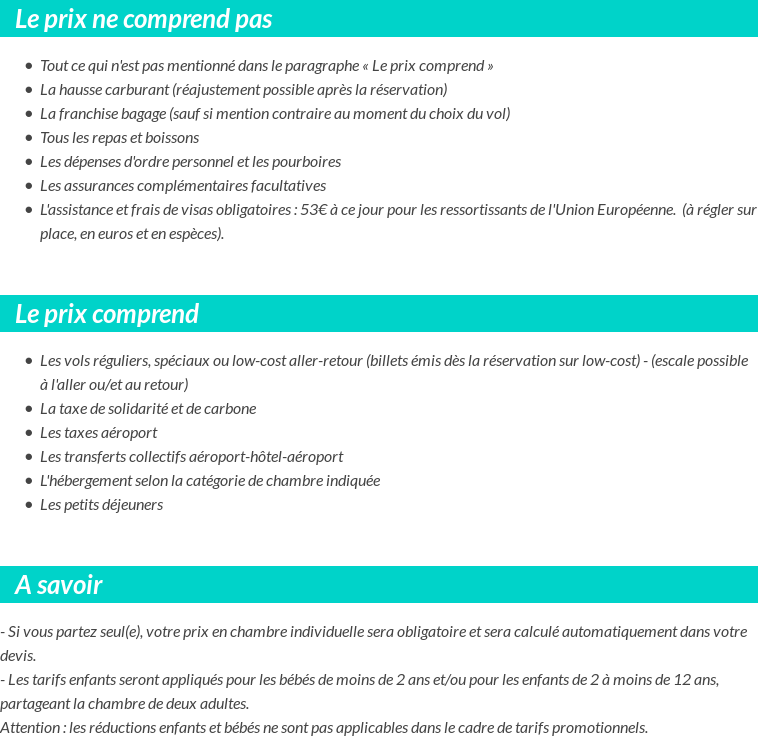 Conditions tarifaires