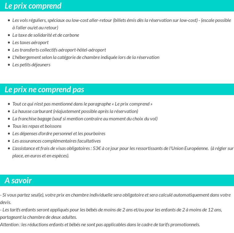 Conditions tarifaires