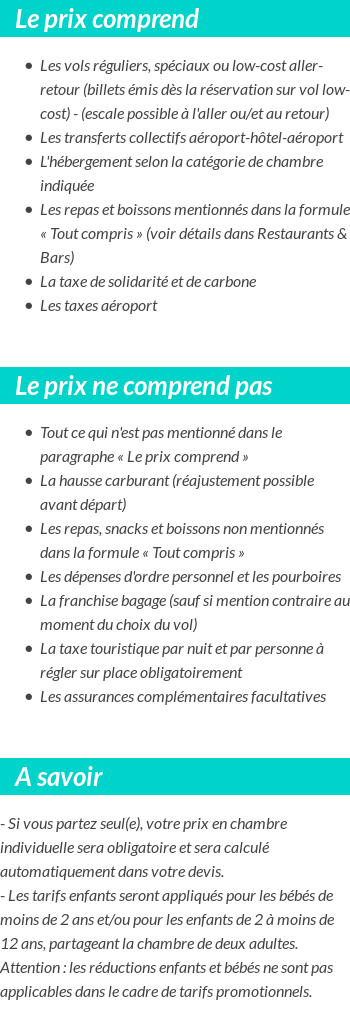 Conditions tarifaires