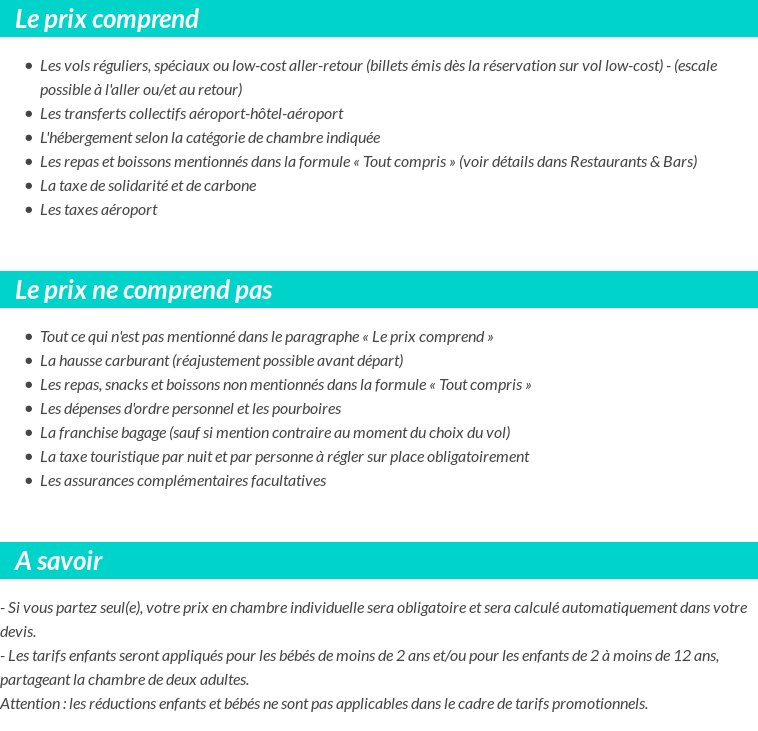 Conditions tarifaires
