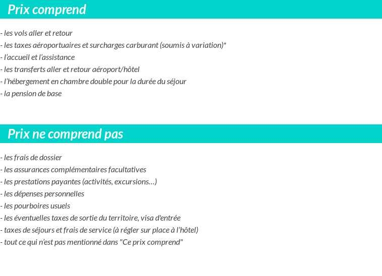 Conditions tarifaires