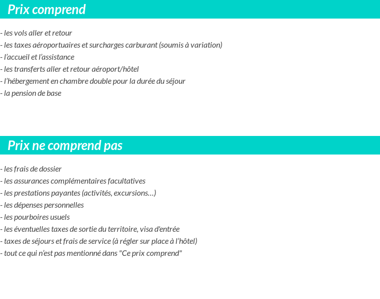 Conditions tarifaires