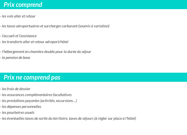 Conditions tarifaires