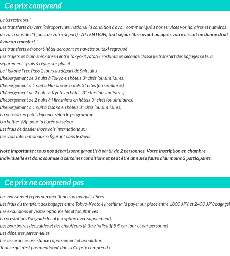 Conditions tarifaires