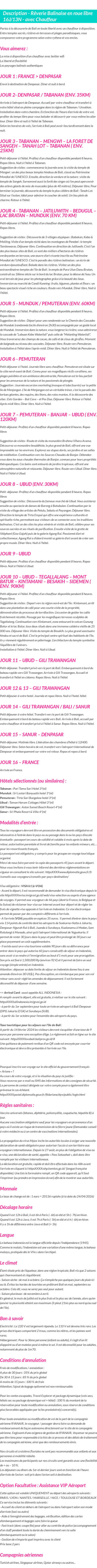 Détails du séjour
