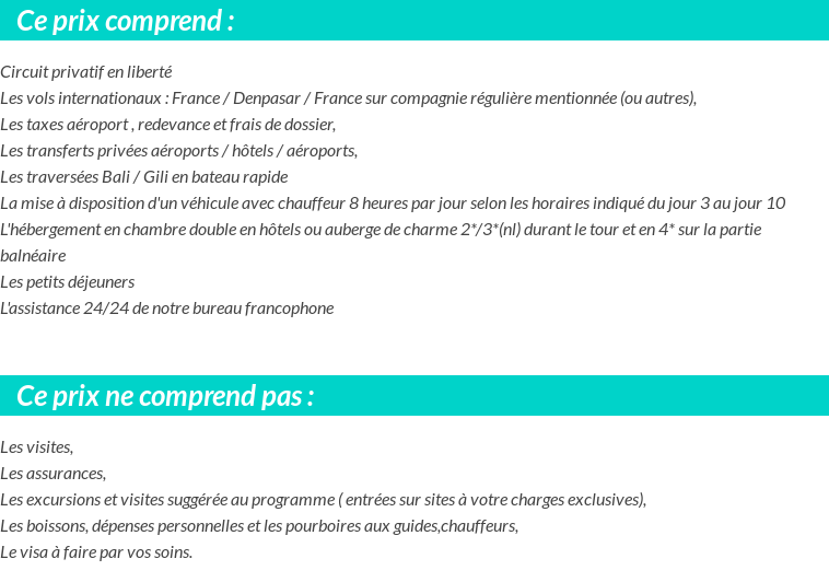 Conditions tarifaires