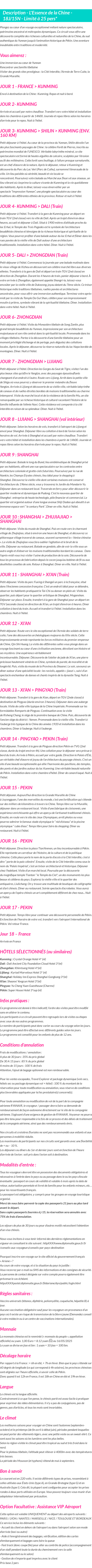Détails du séjour
