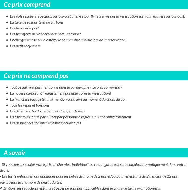 Conditions tarifaires