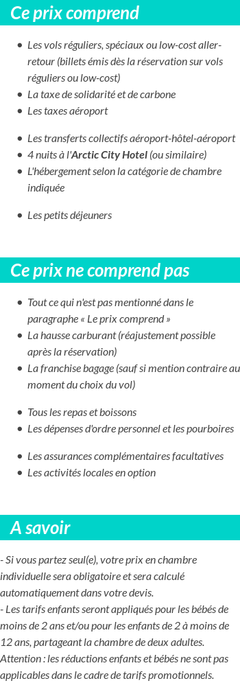 Conditions tarifaires
